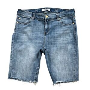 Liverpool Light Blue Distressed Hem Denim Bermuda Shorts